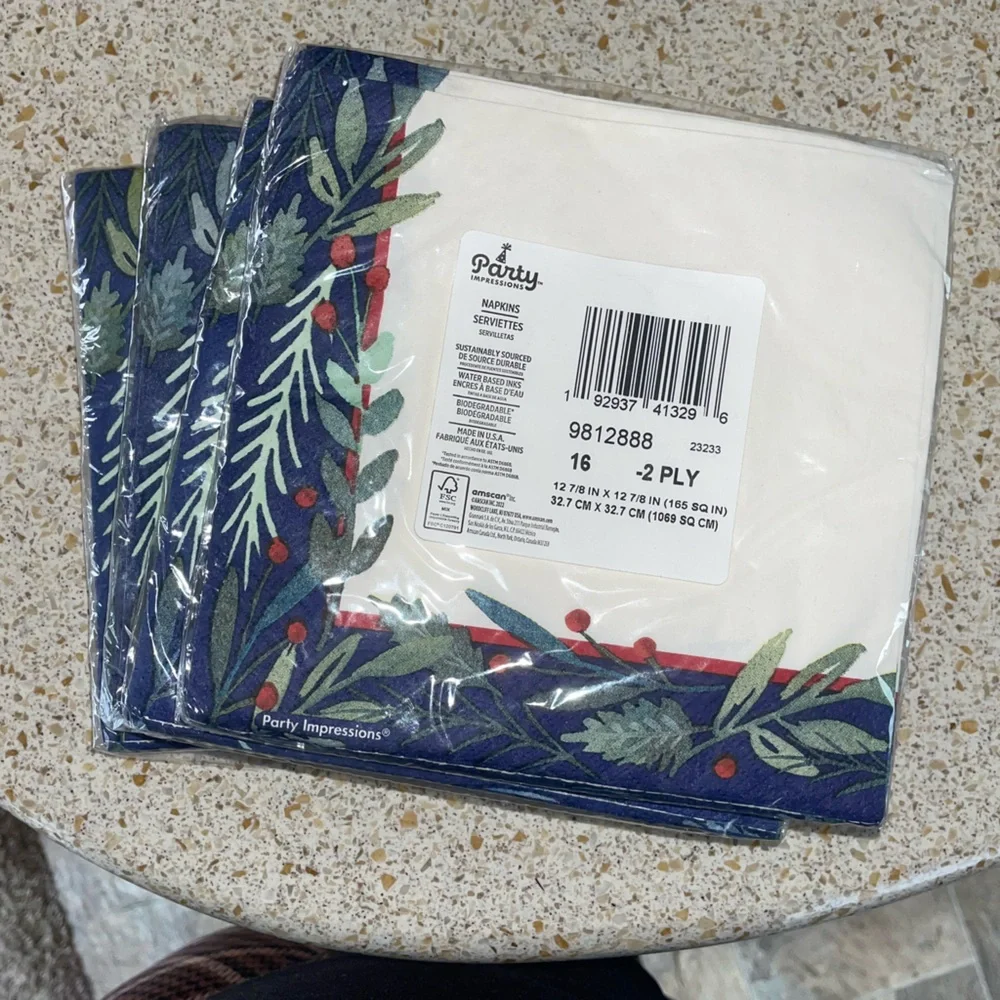 Festive Napkins 16ct 2 Ply 5 Packs Bulk Holiday Party Supplies